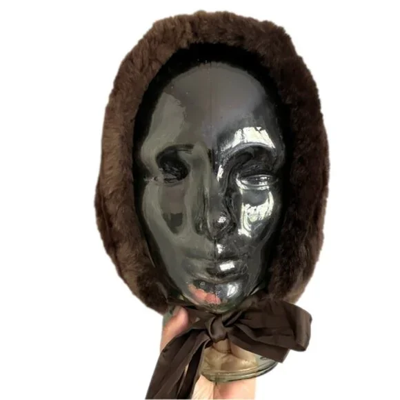 Vintage Dark Chocolate Brown Fur Bonnet Hat - O/S - Picture 3 of 7